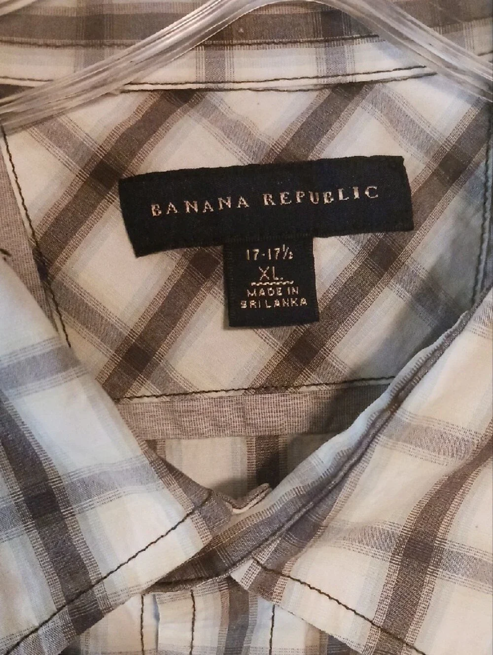 Banana Republic Men's Long-Sleeve Plaid Button-Down - White & Gray